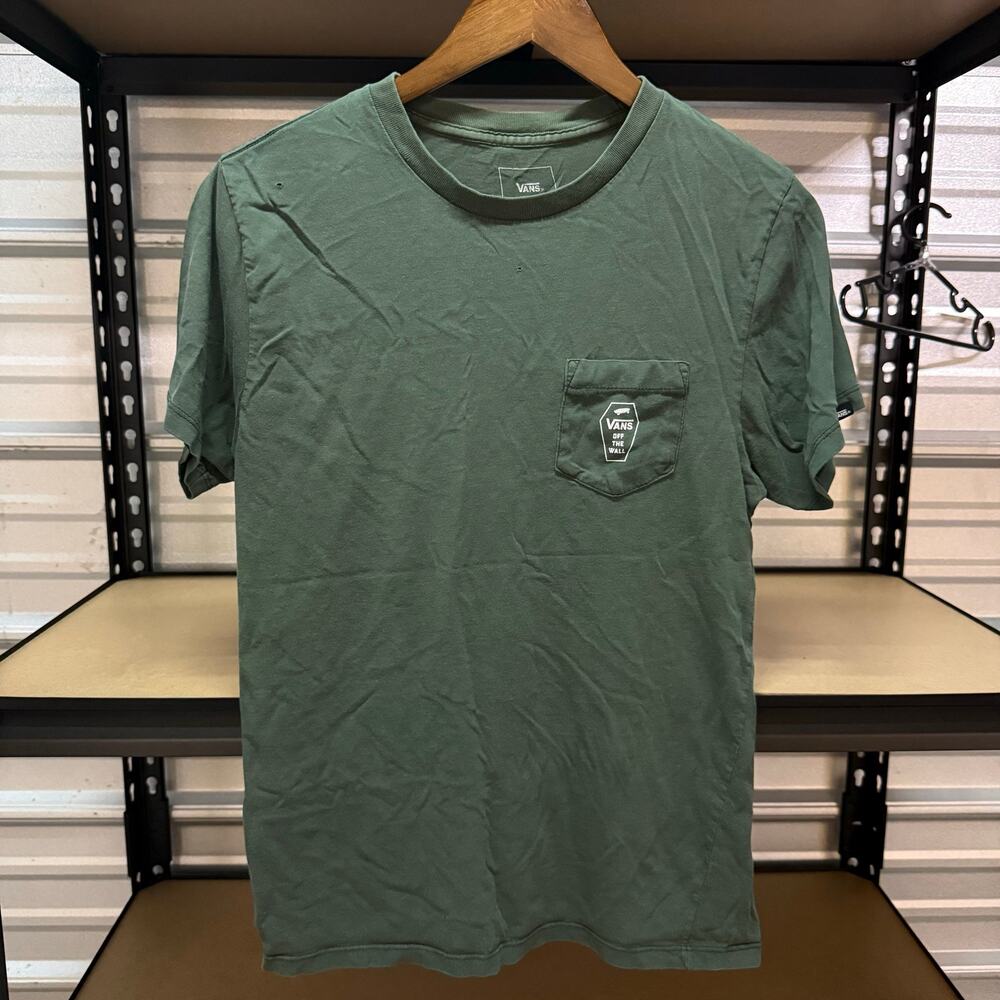 Vans Off The Wall Green Pocket T-Shirt Mens Size Small